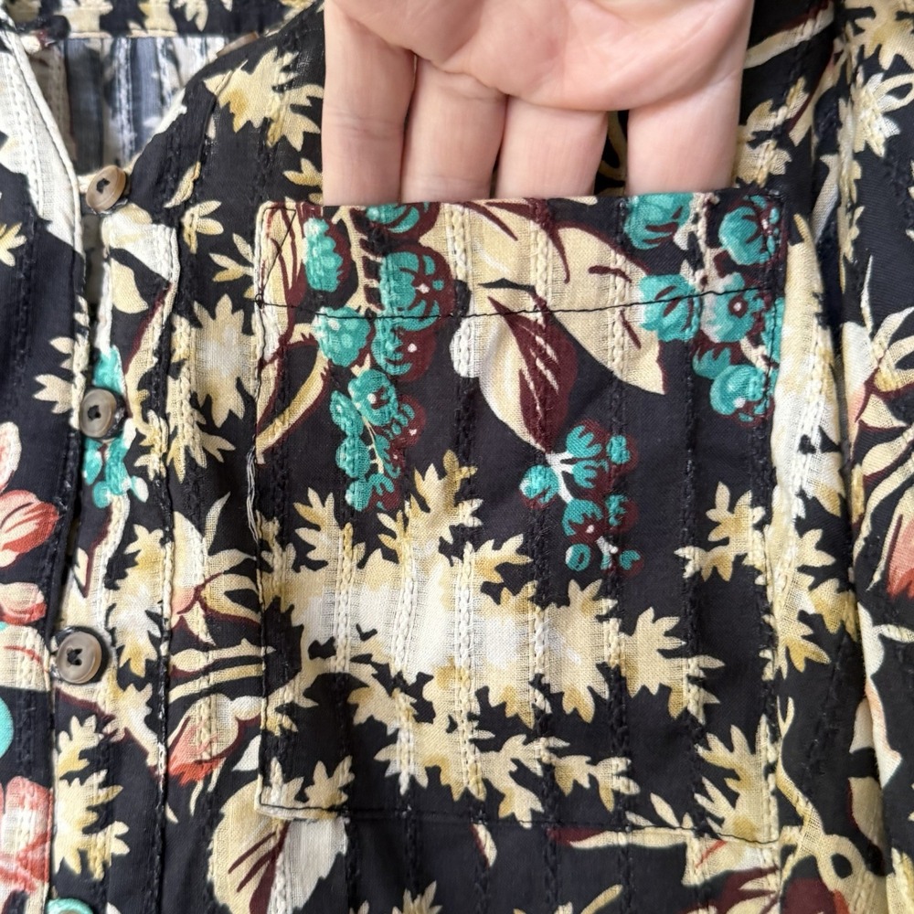 Anthropologie Pilcro Floral Top Blouse Small Twee Peter Pan Collar Button Down - Picture 11 of 11